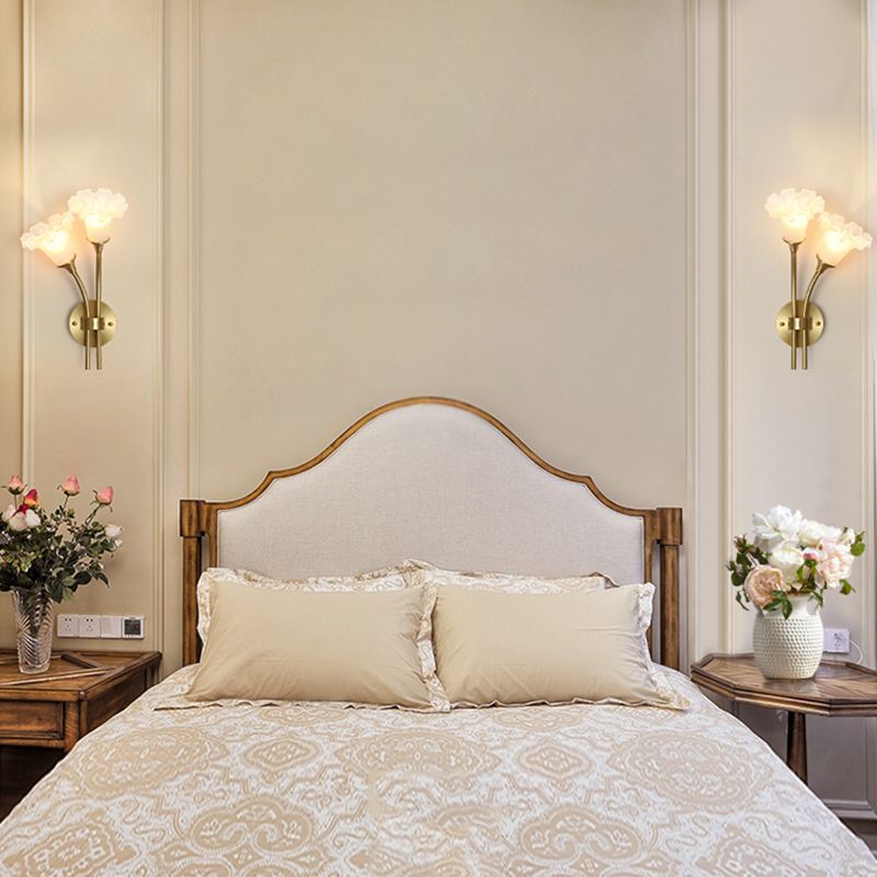 American Style Copper Wall Light Flower Shape Wall Lamp for Living Room