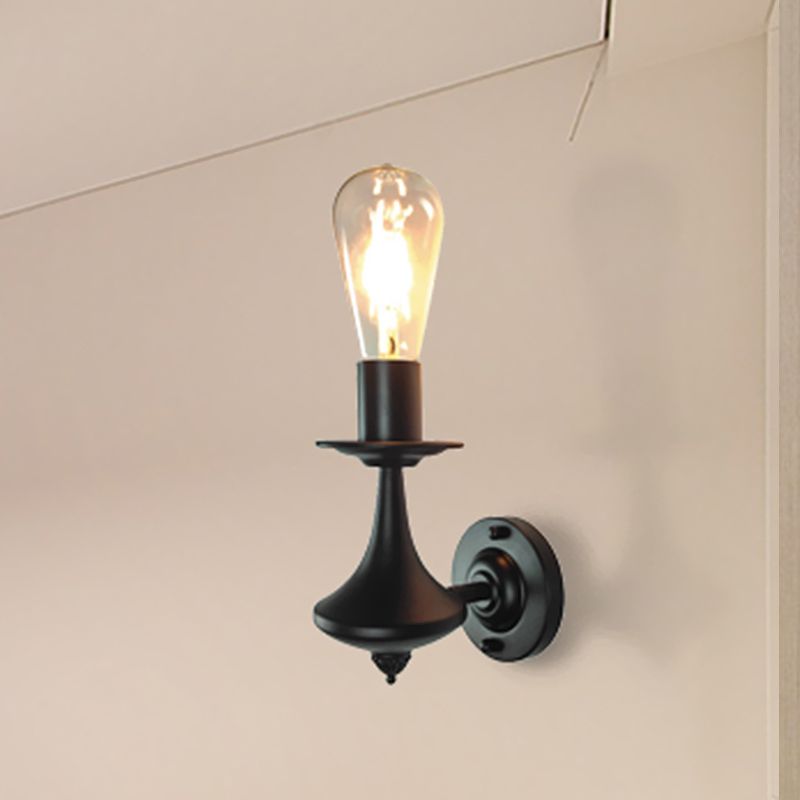 Metallic schwarze Wandleuchte Licht exponierte Glühbirne 1/2-Licht Industrie Vintage Wandmontage Licht für Wohnzimmer