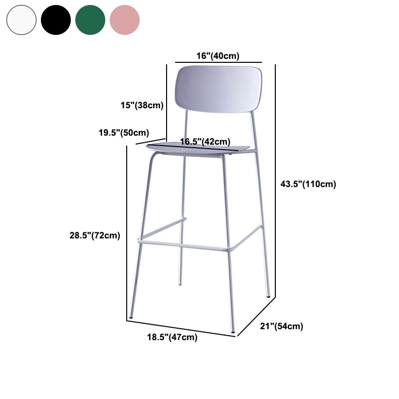 Scandinavian Backrest Counter Bar Stool Plastic Rectangle Counter-height Stool