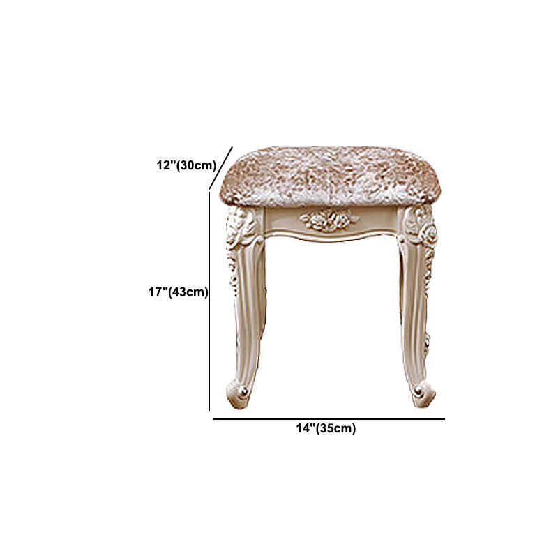 Victorian Mirrored Wood Makeup Dressing Table Stool Set in White