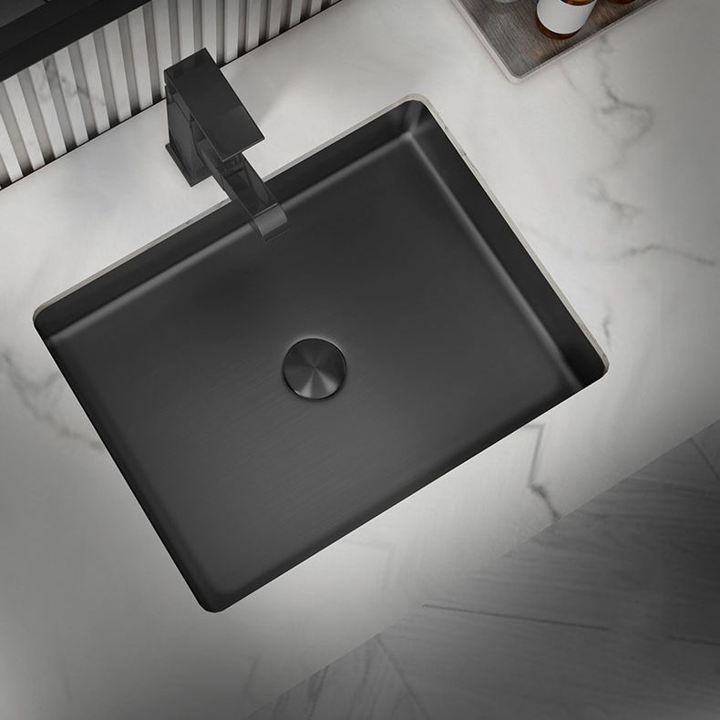 Modern Bathroom Sink Metal Rectangular Undermount Bathroom Sink with Pop-Up Drain