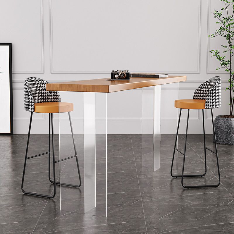 Rectangle Pub Dining Set 1/2/3/5/7 Pieces Solid Wood Counter Table with Upholstered Stools