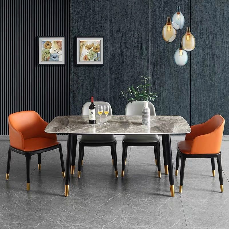 Nordic Sintered Stone Dining Room Set with Metal Base Dining Furniture for Home Use