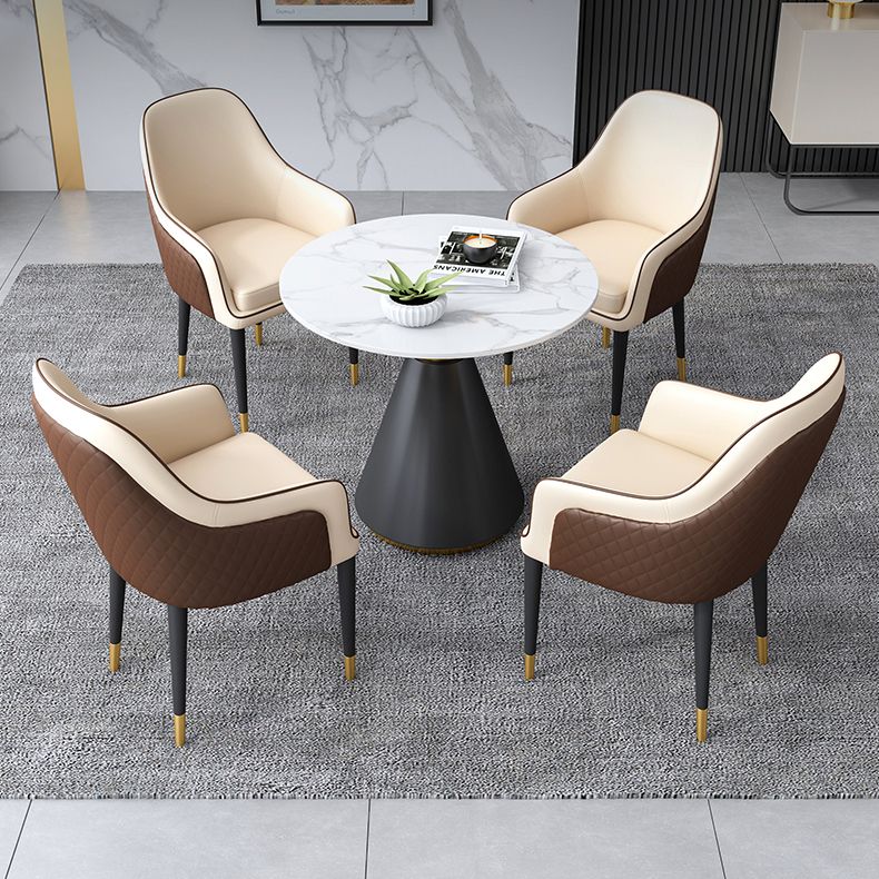 Moderne runde Form Küche Esstisch Sintered Stone Top Esstisch mit Sockelbasis