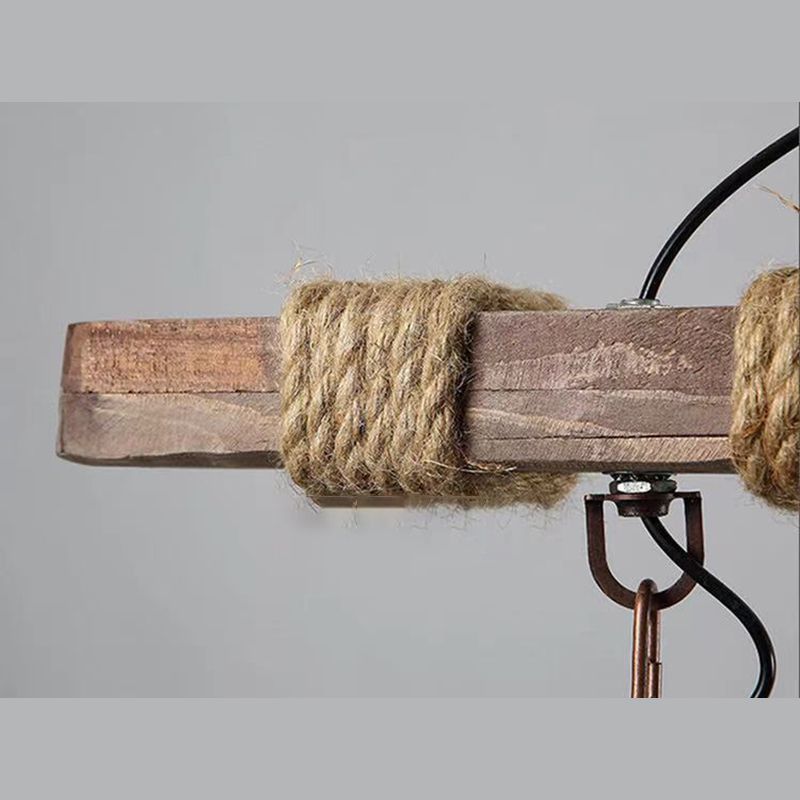 Candelera de sputnik de 8 luces en luz de madera de estilo industrial de estilo vintage para cafetería