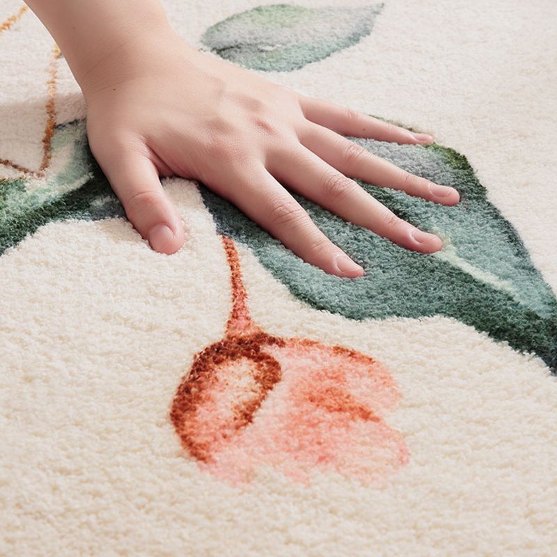 Green Leaves Carpet Polyester Nordic Carpet Washable Carpet for Living Room