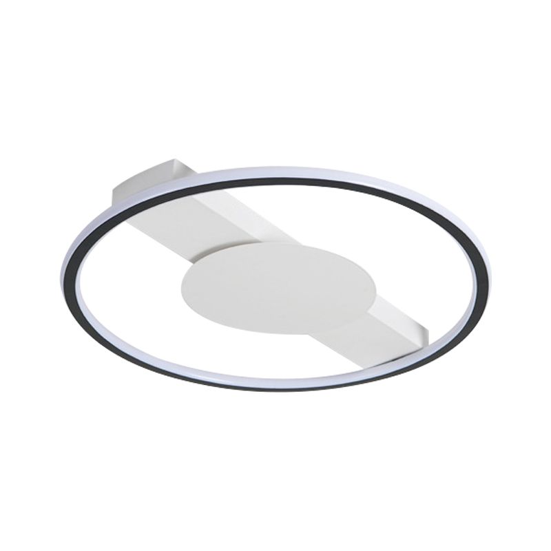 Black Rounded Flushmount Lighting Nordic LED Acrylic Flush Mount Lamp for Bedroom, 18"/21.5" Width