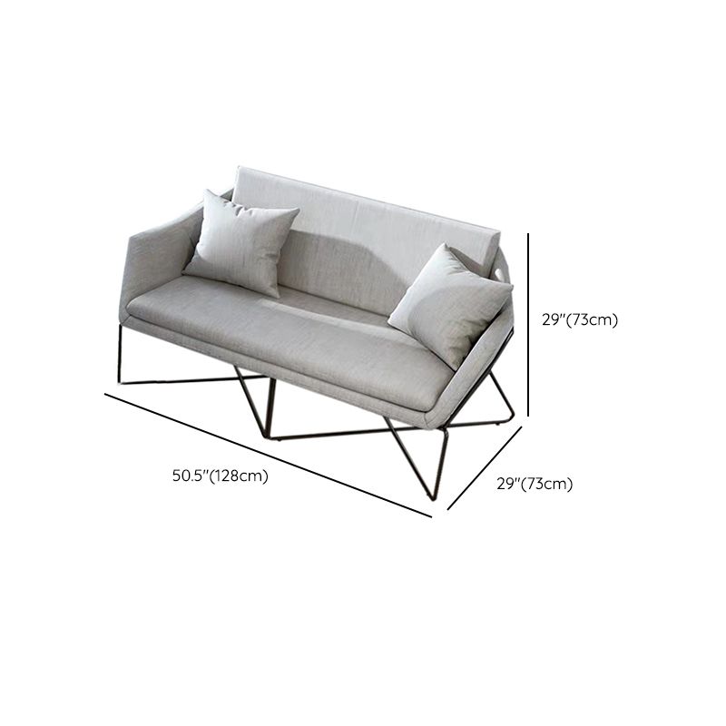 Contemporary Style Cotton Flared Arm Sofa in Gray For Living Room