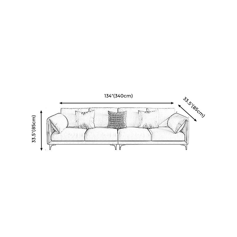 Faux Leather Modern Sofa 33.46" H Pillow Top Arm Sofa with Pillow Back, Brown