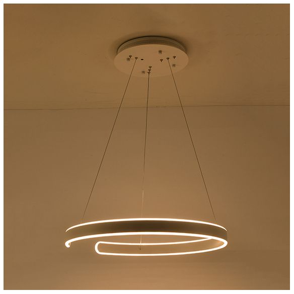 Postmodern 1/2/3-licht LED-suspensie Licht met acrylschaduw Bruin/witte ring Kroonluchter hanger in warm/wit/natuurlijk licht