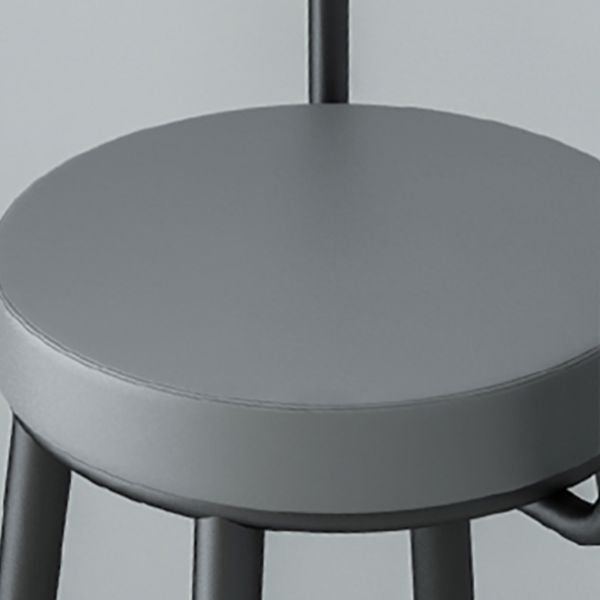 Glam Style Armless Counter Stool Faux Leather Round Bar Stool