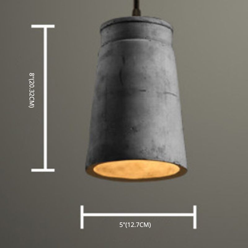 Grijze geometrische hanger lamp Minimalistisch 1-licht cementophanglicht voor eetkamer