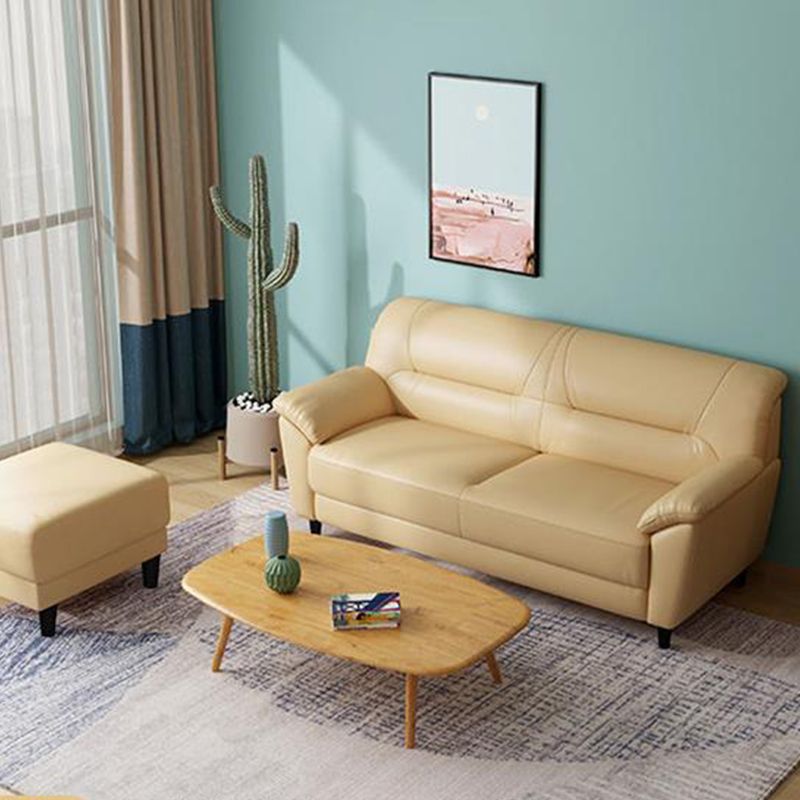 Sofá de brazo de almohada moderno de 3 asientos de cuero 70.87 "/55.12" W almohada de almohada cosida