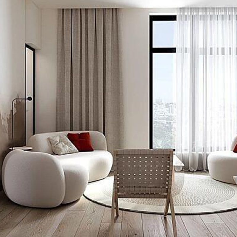 Contemporary Tight Back Sofa Solid Color Curved Loveseat for Living Room