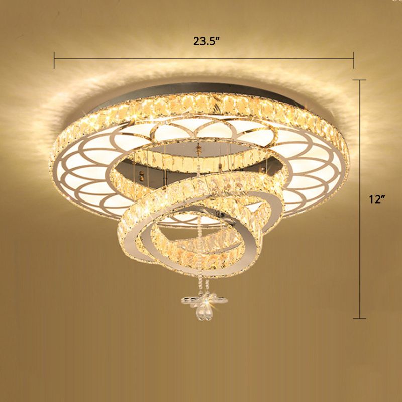 Zilverringen plafond spoeling licht eigentijdse kristallen led spoeling mount lamp armatuur voor slaapkamer