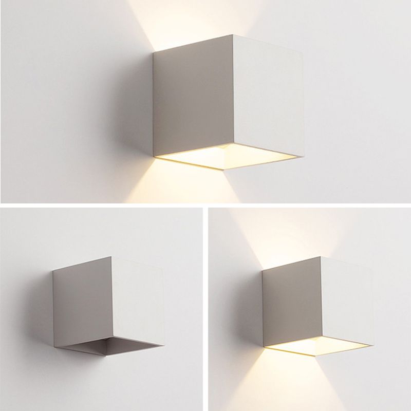 Modern Style Square Shade Wall Sconce Metal 2 Lights Sconces for Bedroom