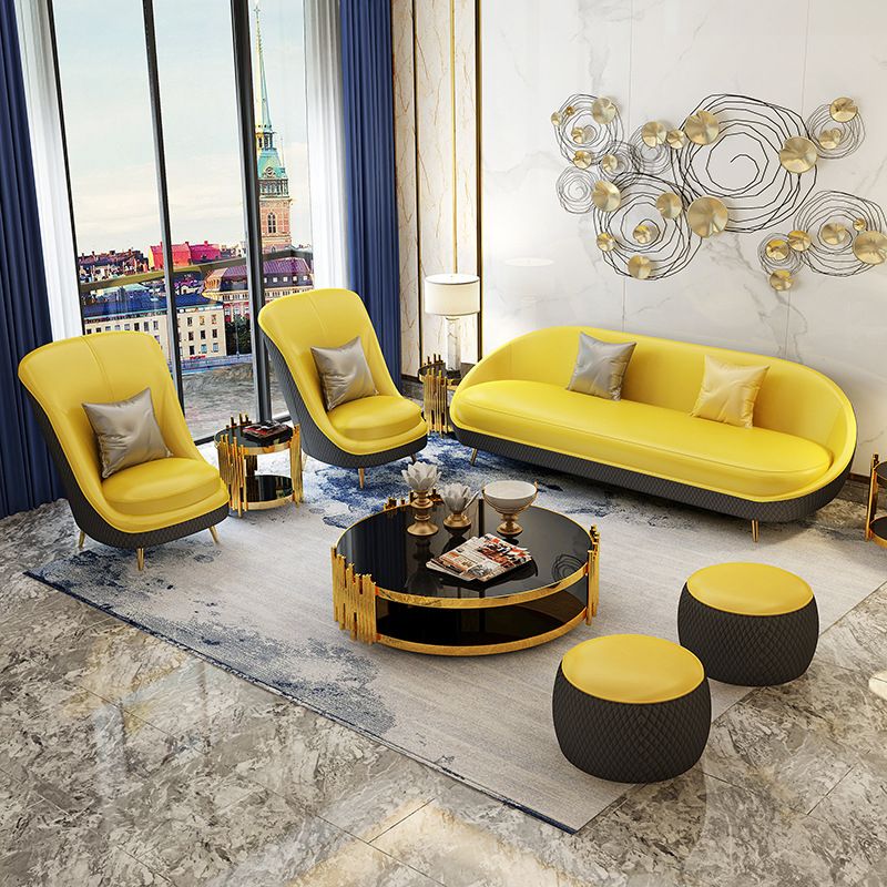 Sloped Arm Curved Sofa with Tight Back Contemporary Sofa for Apartment