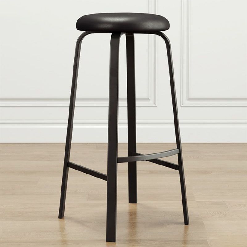 Modern Stackable Footrest Barstool Matte Finish Upholstered Home Stool