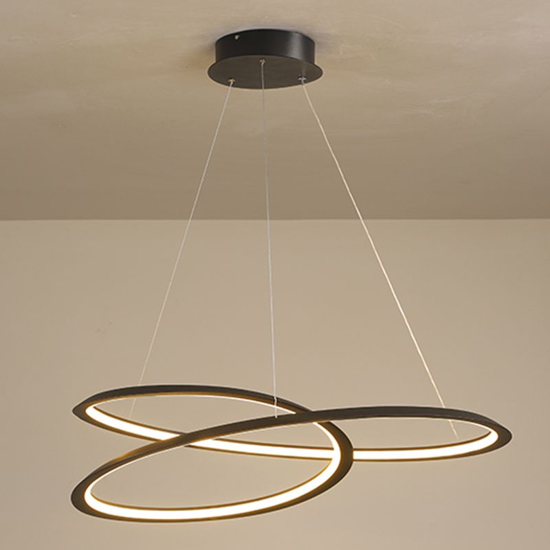 Modern Simplicity LED Chandelier Wrought Iron Linear Pendant Light with Acrylic Shade