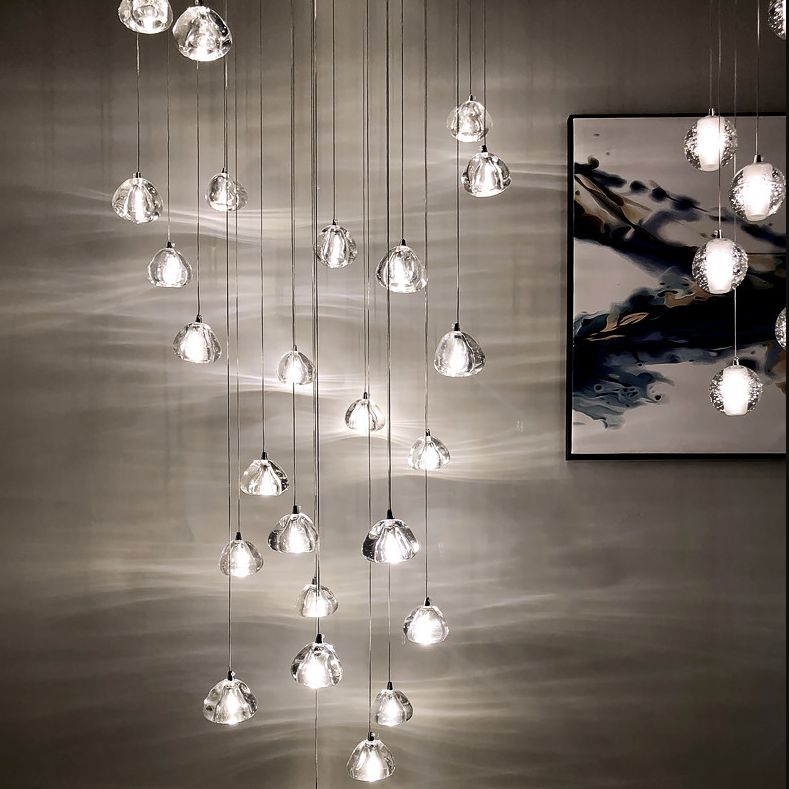 Cherries Hanging Light Fixtures Contemporary Glass Ceiling Pendant for Stairwell