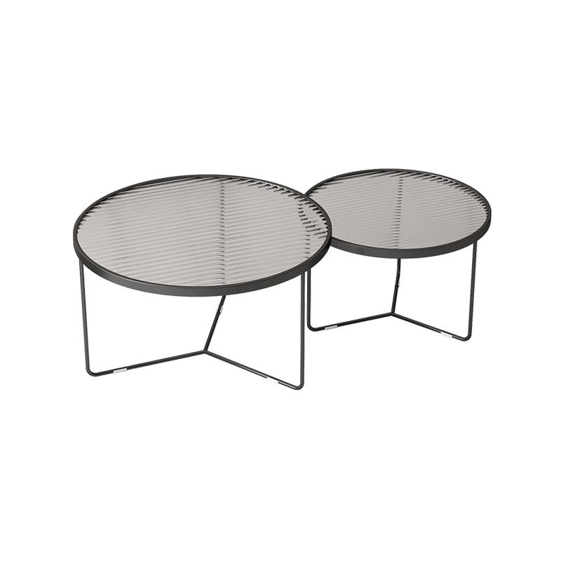 Modern Round Coffee Table Glass Top Nesting Coffee Table Set