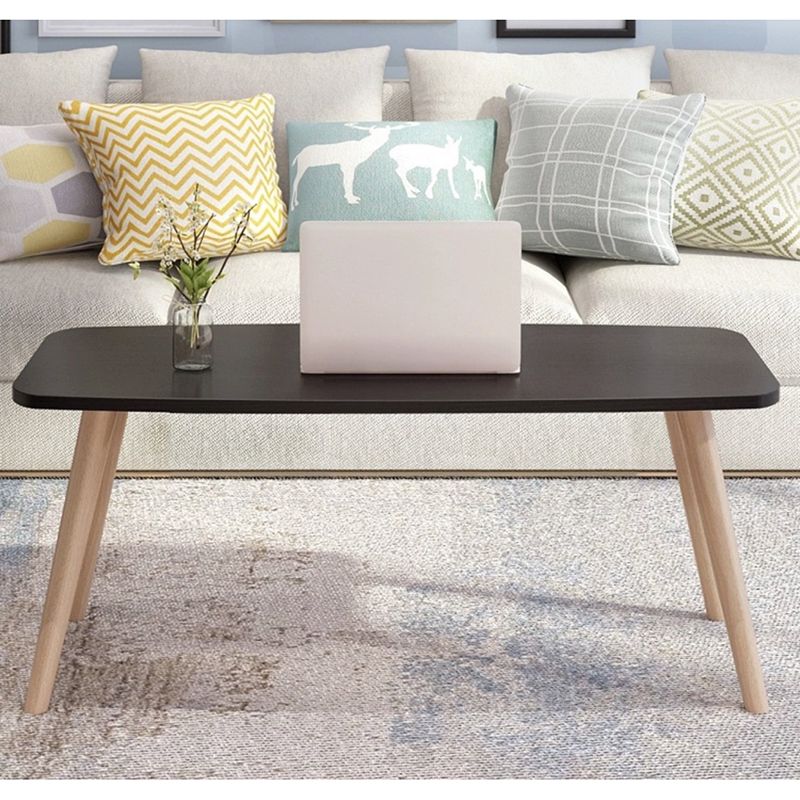 Rectangular Coffee Table with Artificial Wood/black/white Top on 4 Legs Cocktail Table