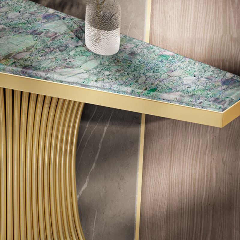 Glam Green Console Accent Table with Stainless Steel Bracket for Hall