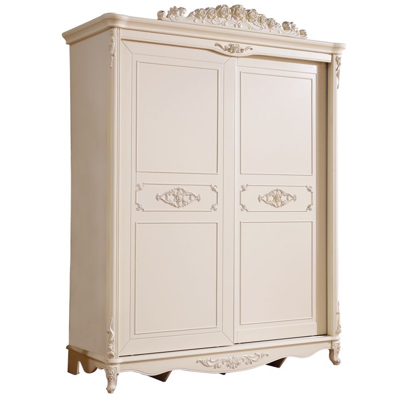 Modern Style White Wardrobe Cabinet Wood Clothes Rail Wardrobe Armoire