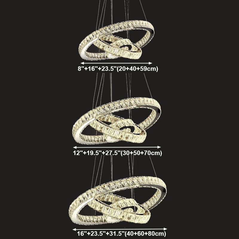 Orbicular Crystal Hanging Ceiling Light Modern Style Clear Chandelier Ceiling Lamp