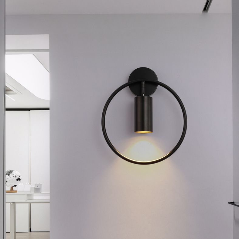 13" H Nordic Style Metal Ring Wall Lamp 1-Light Cylindrical Spotlight Sconce Lights for Bedroom