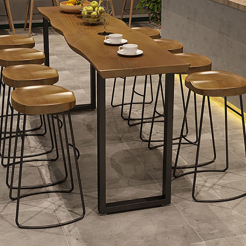 Pine Wood Bar Dining Table Industrial Bar Table with Sled Base