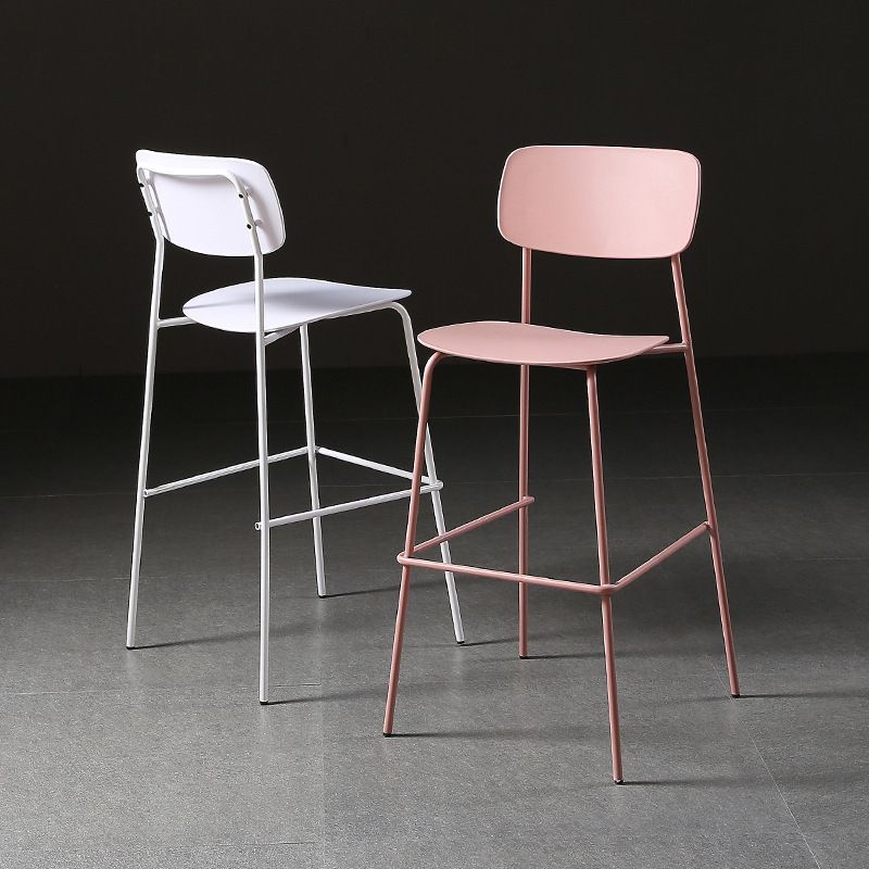 Modern Plastic Bar-stool Square Seat Counter Bar Stool with Metal Legs