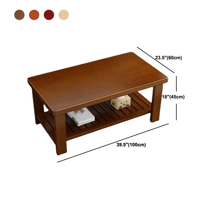 Nordic Style Coffee Table with Rectangular Solid Wood Base 4 Legs