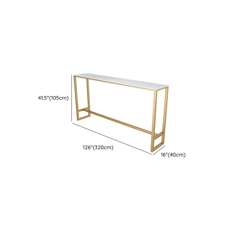 White Faux Marble Table Modern Style Bistro Table with Trestle Base