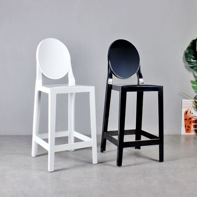 Industrial Backrest Armless Counter High Chair Plastic Bar Stool with 4 Legs