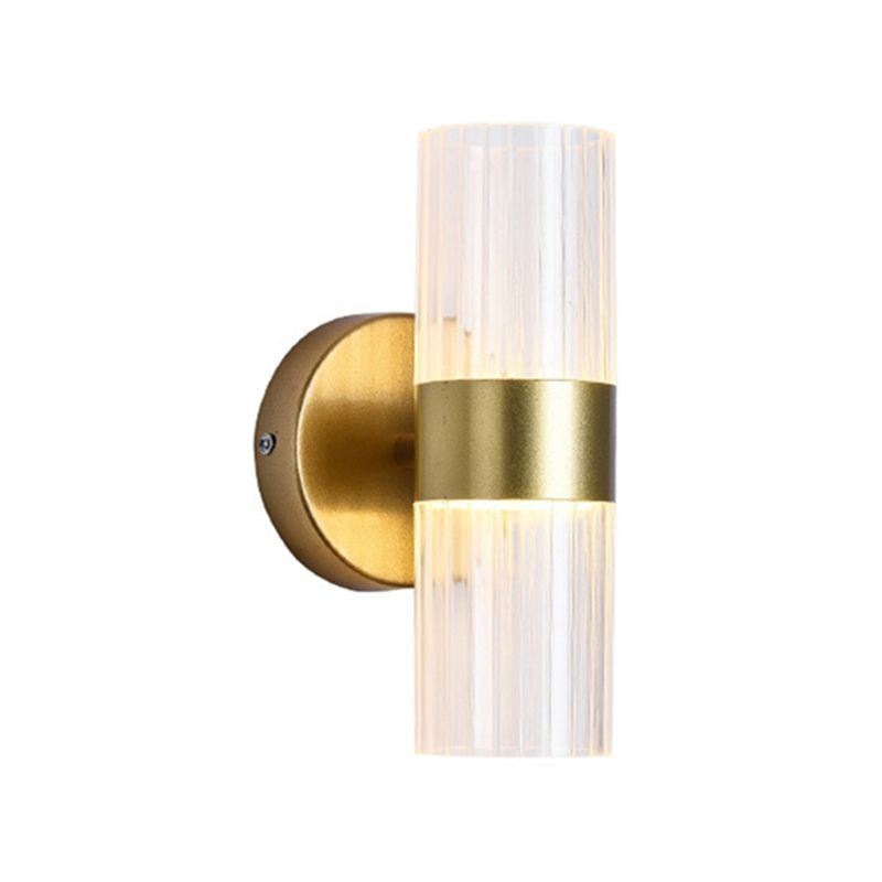 2-Light Cylinder Sconce Light Fixture Modern Glass Wall Light