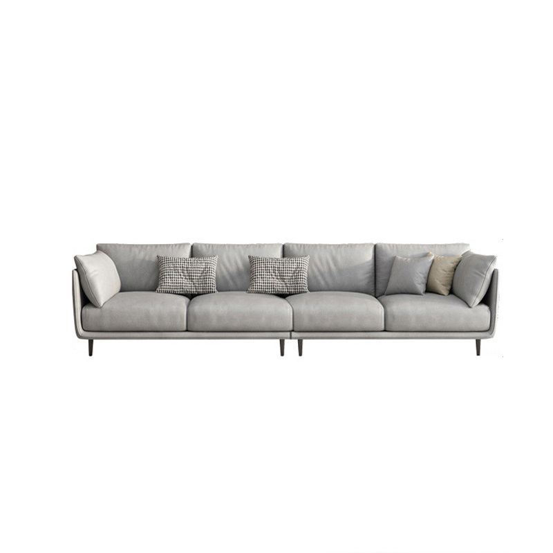 Light-grey Pillowed Back Cushions Contemporary Removable Cushions Sofa