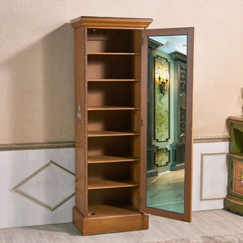 Traditional Style Storage Cabinet Wooden Armoire with Mirror