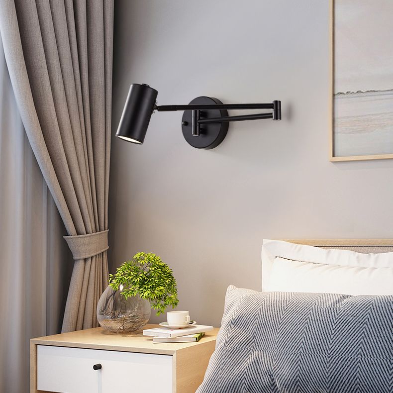 Nordic Style Metal Wall Light Adjustable Swing Arm Wall Sconce for Bedroom