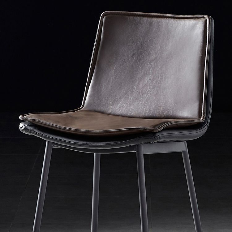 Contemporary Style Low Back Leather Armless Bar Stool with Metal Legs