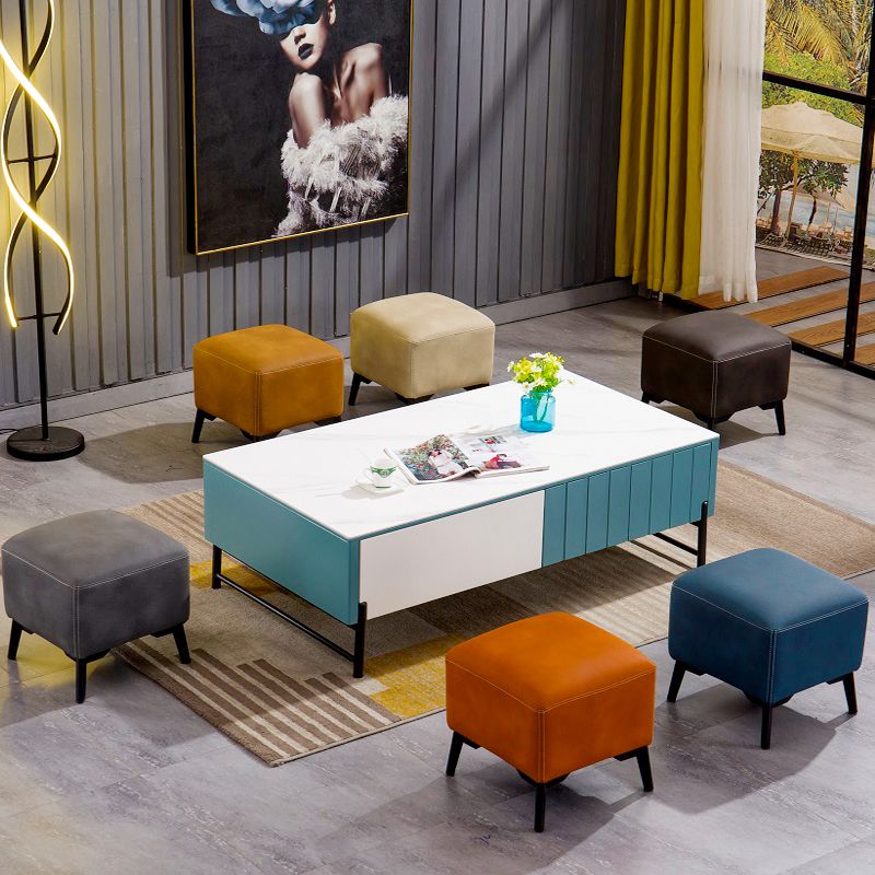 Contemporary Plain Chair Ottoman Plain Cotton Tufted Footstool Ottoman