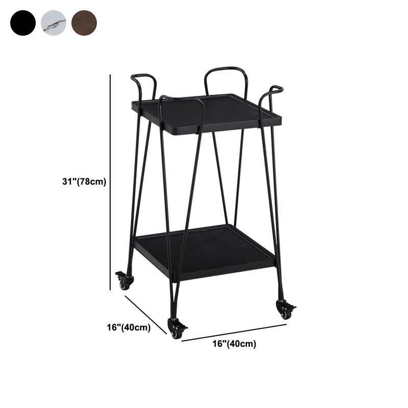Modern Metal Prep Table Open Storage Rolling Prep Table for Dining Room