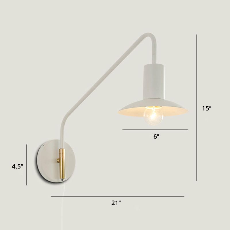 Metal Swing Arm Sconce Style Industrial Single Living Room Lecture Lumière avec soucoupe