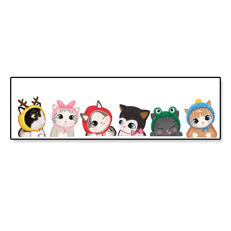 Light Color Kids Style Painting Various Cat Print Wrapped Canvas for Girls Bedroom