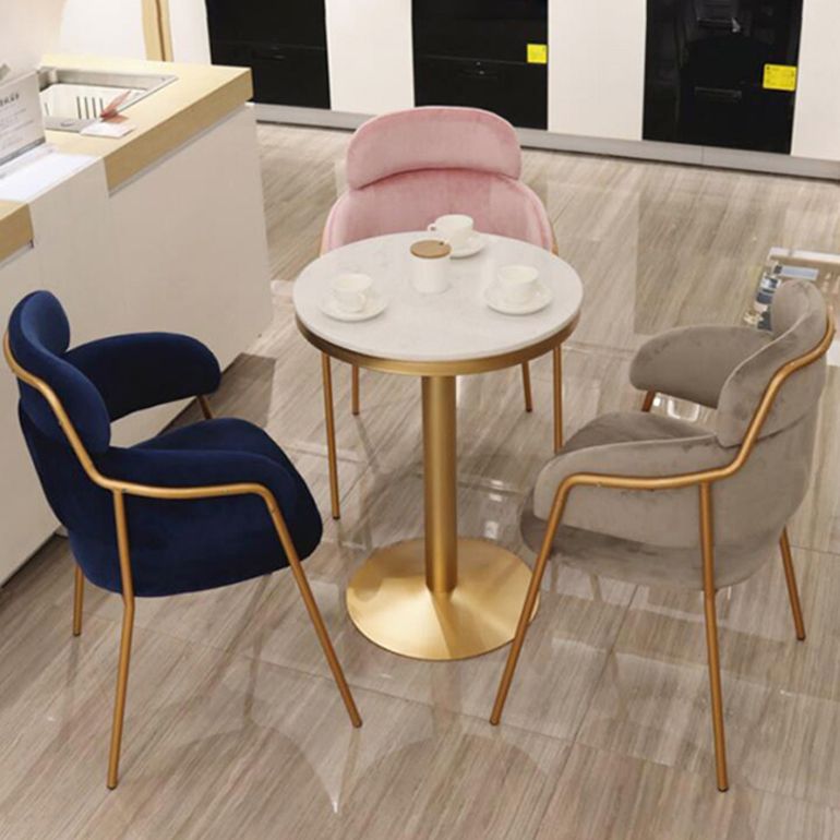 Chaise d'appoint de salle à manger de style Glam en métal, chaise d'appoint à dossier ouvert de 23'' de large