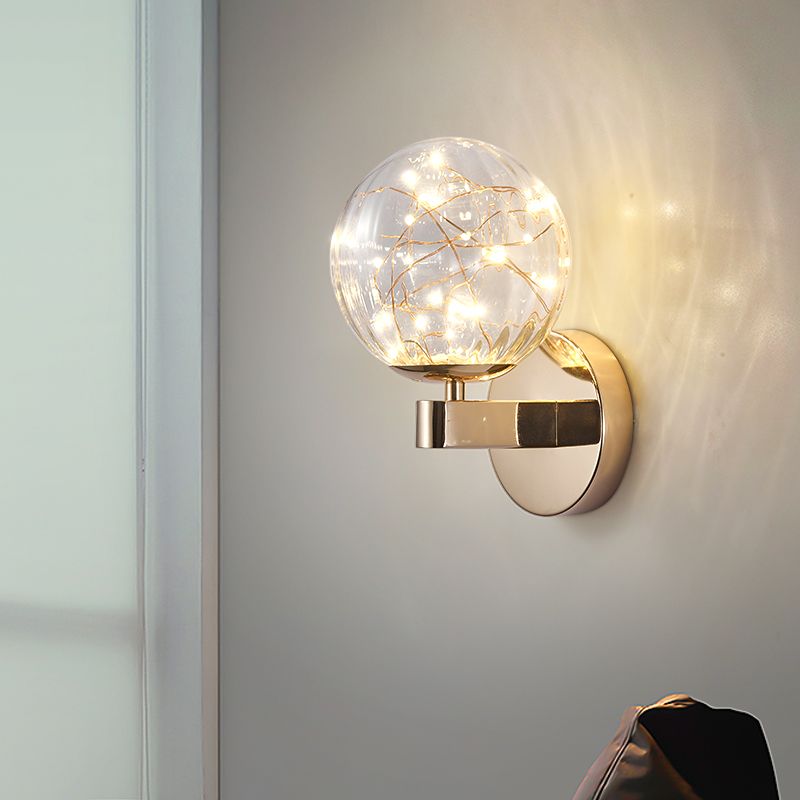 Modern Style Sphere Sconce Light Fixtures Metal 1 Light Wall Mounted Lighting