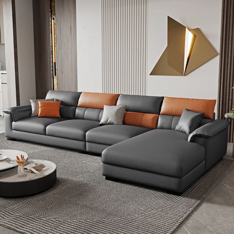 Fabric Pillow Top Arm Sectional Sofa 35.43"High Modern Cushion Back Sofa