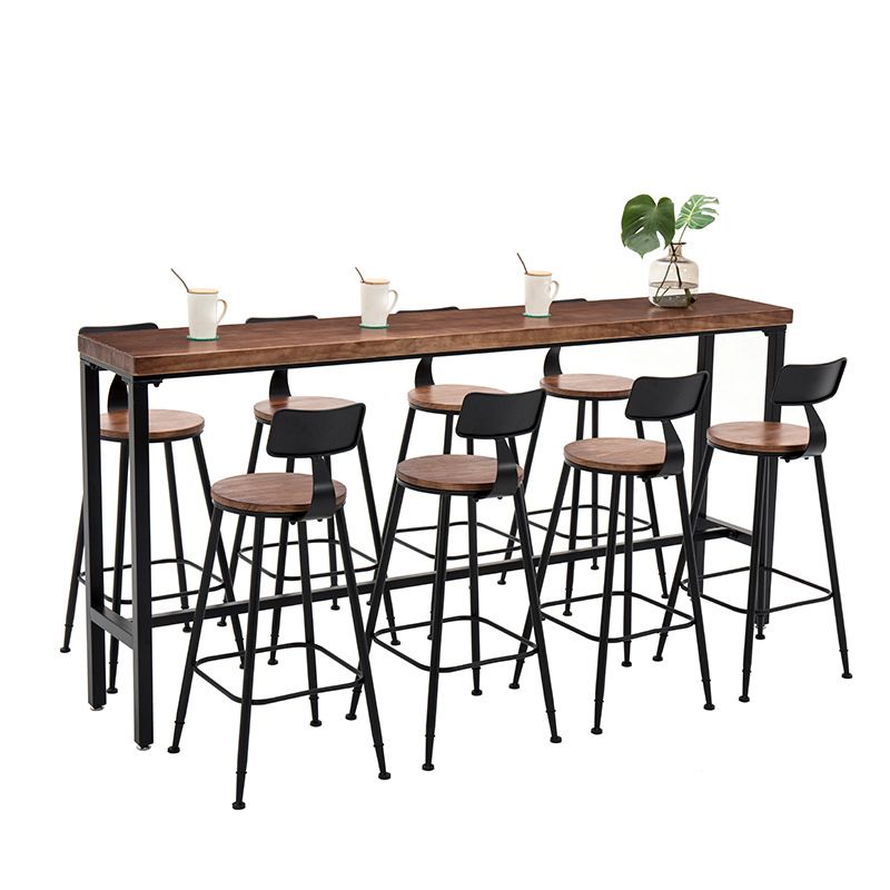 Indoor Industrial Style Barstool Iron 4 Legs Bar Stool with Pedal