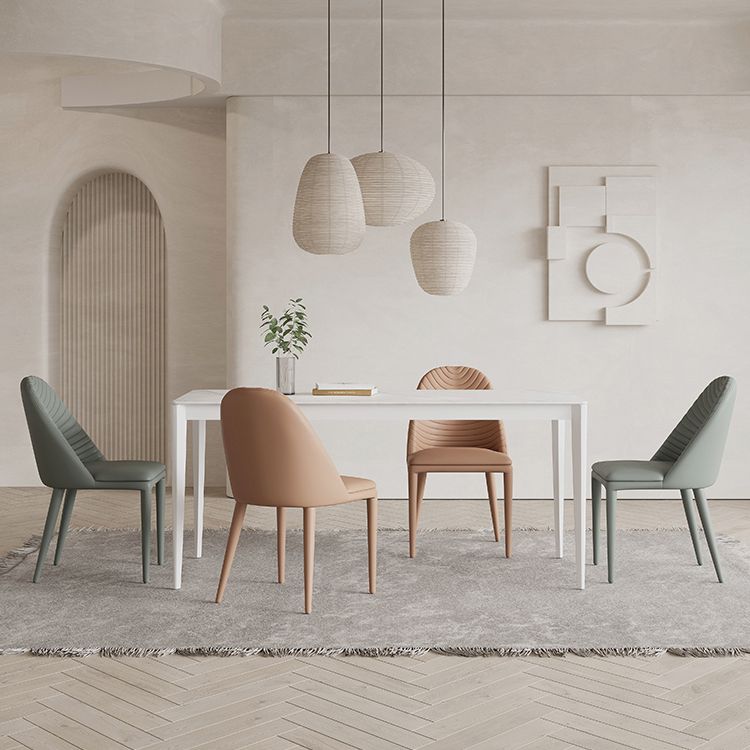 Rectangle Dining Site Table Simplicity Style Stone Dinner Table with 4 Legs