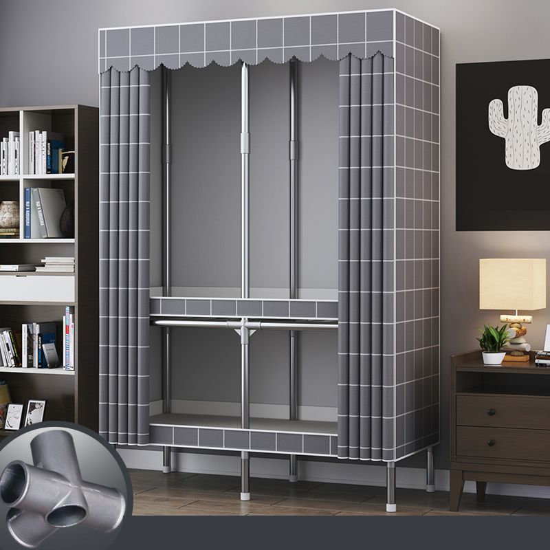 Contemporary Style Metal Wardrobe 1-door Wardrobe Closet for Bedroom